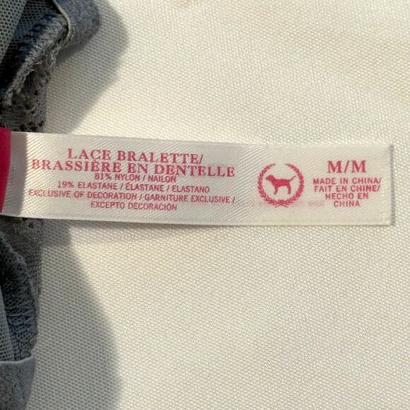 Two Victoria's Secret PINK Lace Bralettes Gray and Purple Size Medium - Picture 6 of 16